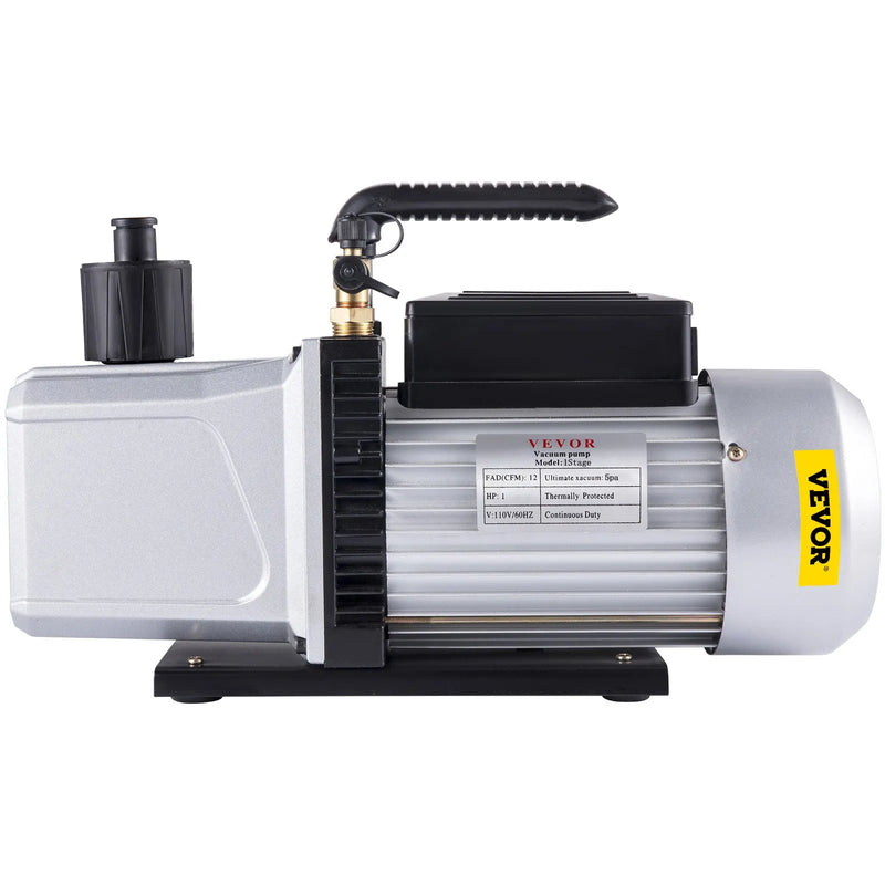 VEVOR vienpakāpes vakuumsūknis, gaisa plūsma 717 l/min (12 CFM), ieplūdes ports 6,35 mm (SAE 1/4)