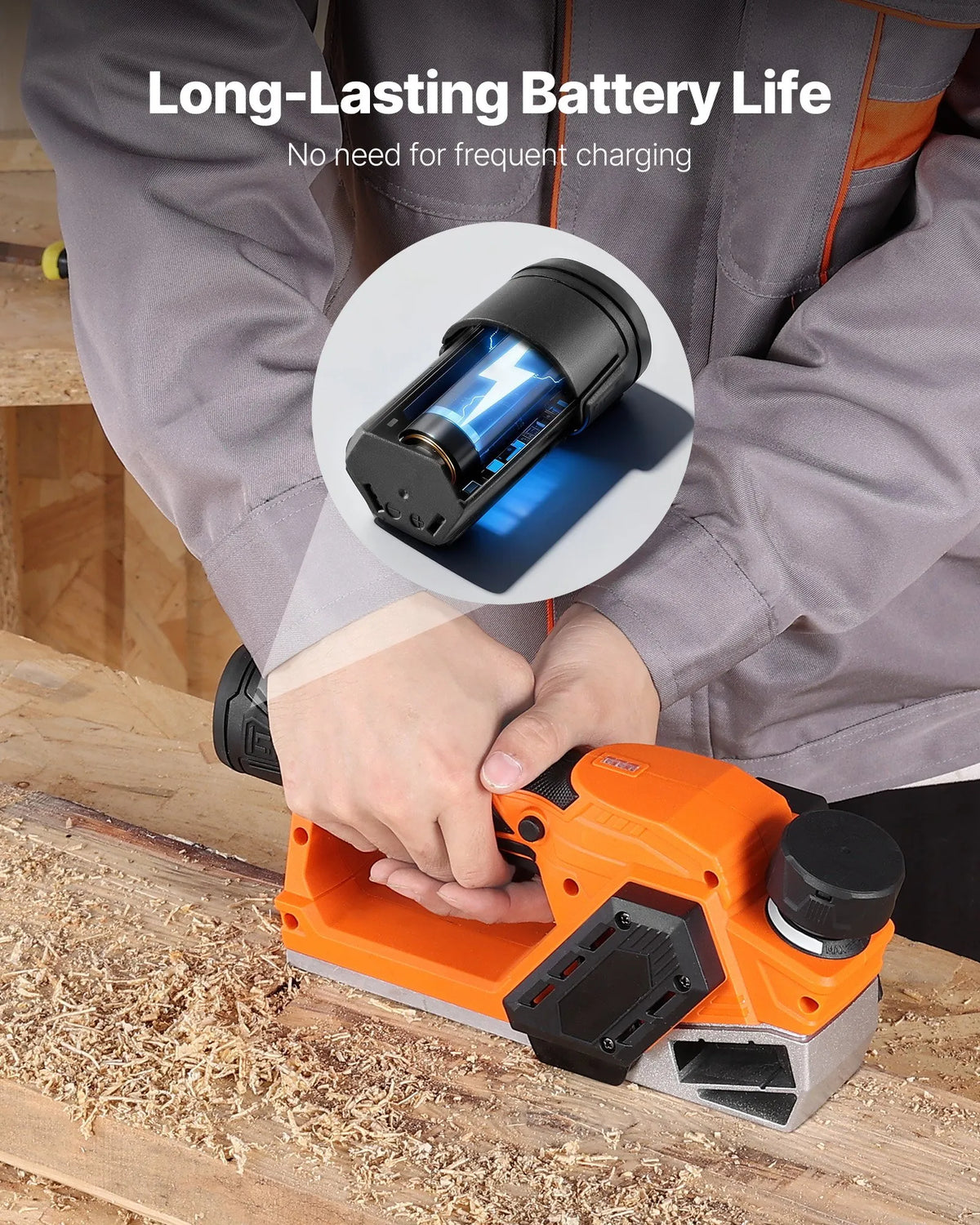 VEVOR Lithium-ion Battery 12 V 2 Ah, Portable Power Bank with Universal Adapter, Compatible with Makita Connectors and VEVOR Cordless Hand Planer, 1 pc.