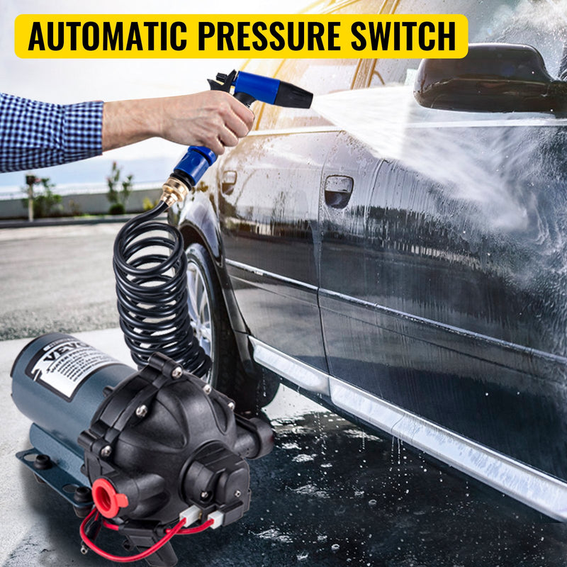 VEVOR mazgāšanas sūknis 12 V, 20,8 l/min, 4,8 bar, ar EPDM vārstu, jūras ūdens filtru un iekšējo/ārējo vītni
