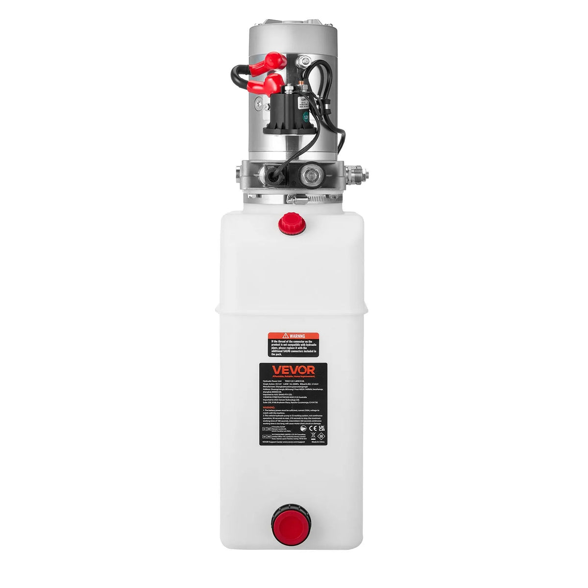 VEVOR 8 L Hydraulic Power Unit, Single Acting Hydraulic Pump for Dump Trailer, 22 MPa Maximum Pressure and 3.4 L/min Flow Rate, 12 V DC Hydraulic Pump with Metal Tank for Vehicle Lifting