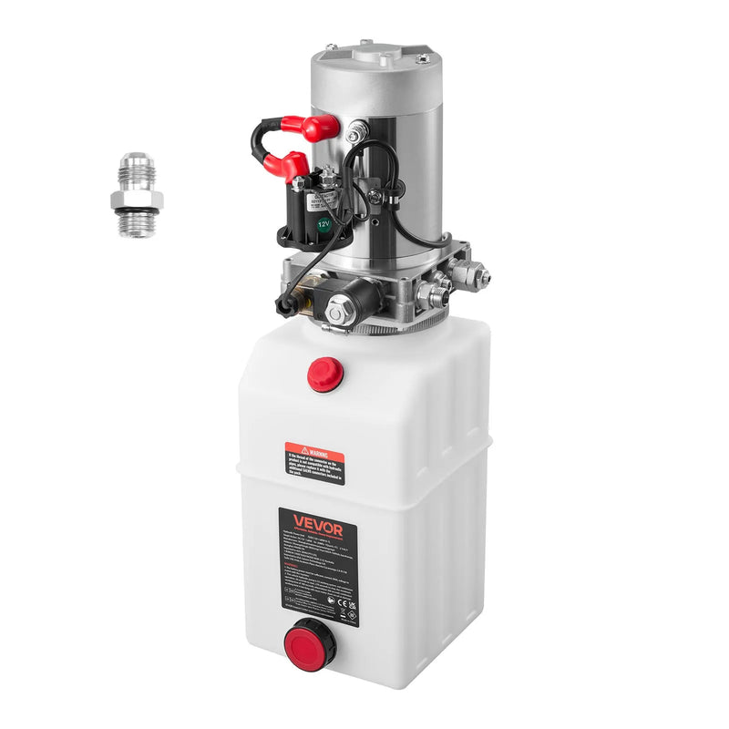 VEVOR 7 l hidrauliskā barošanas stacija, vienvirziena izgāžamās piekabes sūknis, maksimālais spiediens 22 MPa, plūsmas ātrums 3,4 l/min, 12 V līdzstrāvas hidrauliskais sūknis ar metāla rezervuāru piekabju un automobiļu pacelšanai