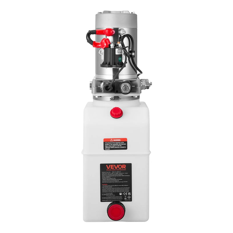 VEVOR 7 l hidrauliskā barošanas stacija, vienvirziena izgāžamās piekabes sūknis, maksimālais spiediens 22 MPa, plūsmas ātrums 3,4 l/min, 12 V līdzstrāvas hidrauliskais sūknis ar metāla rezervuāru piekabju un automobiļu pacelšanai