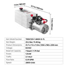 VEVOR 7 l hidrauliskā barošanas stacija, vienvirziena izgāžamās piekabes sūknis, maksimālais spiediens 22 MPa, plūsmas ātrums 3,4 l/min, 12 V līdzstrāvas hidrauliskais sūknis ar metāla rezervuāru piekabju un automobiļu pacelšanai