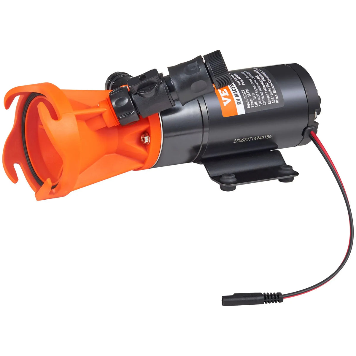 VEVOR Portable RV Faecal Macerator Pump 12 V, Sewage Pump with Quick Release, Flow Rate 45.4 l/min, Removable Quick Connect Valve, Metal Hose Clamp and Power Cable, for Campers, Boats and Motorhomes
