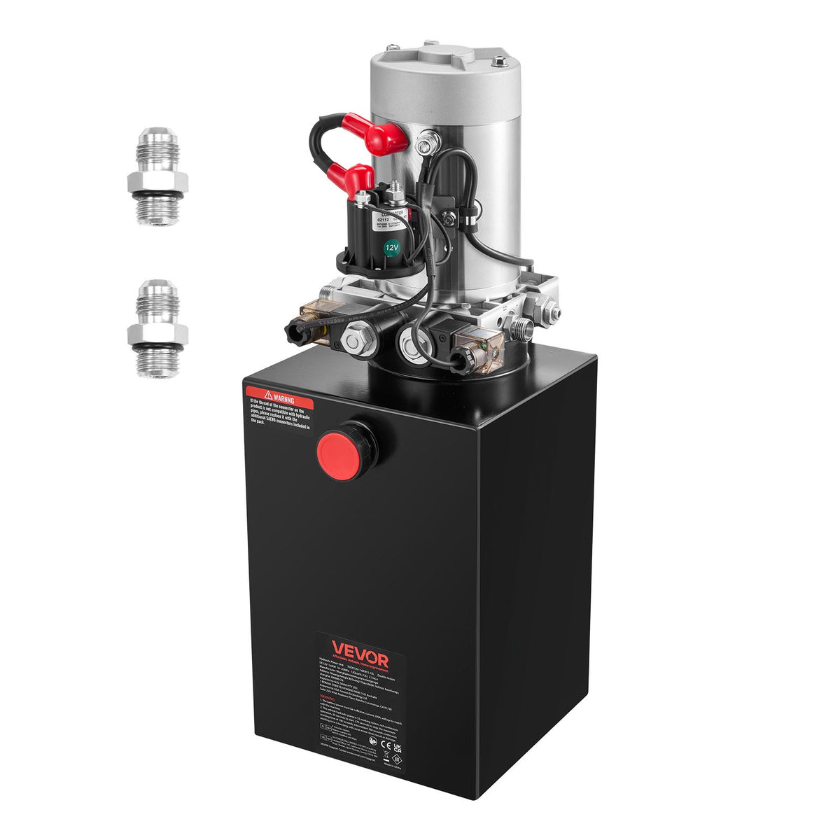 VEVOR 12 L Hydraulic Power Station, Dual-Acting 12 V Hydraulic Pump for Dump Trailers, Maximum Pressure 22 MPa, Flow Rate 3.4 L/min, Hydraulic Pump with Metal Oil Tank for Vehicle Lifting