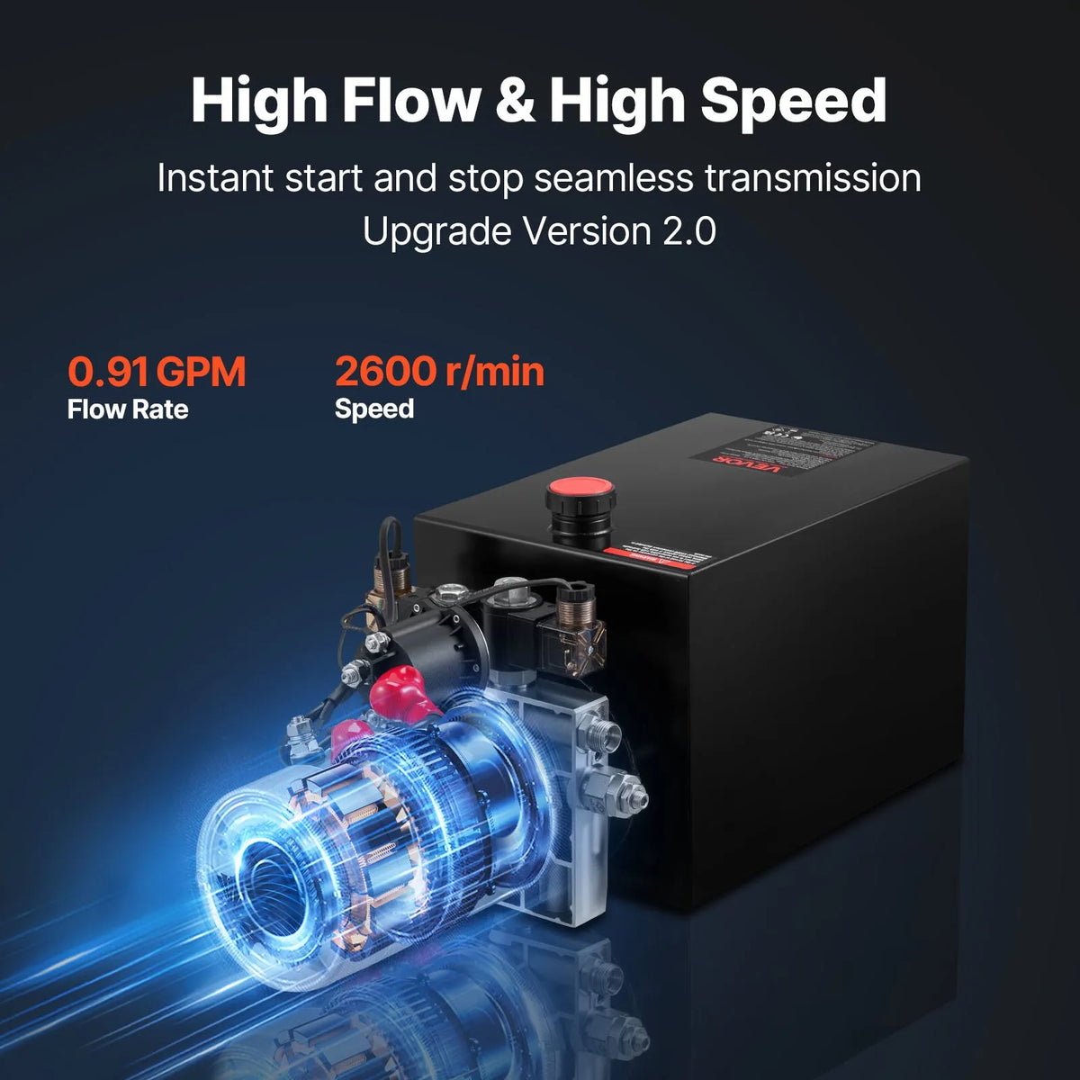 VEVOR 12 L Hydraulic Power Station, Dual-Acting 12 V Hydraulic Pump for Dump Trailers, Maximum Pressure 22 MPa, Flow Rate 3.4 L/min, Hydraulic Pump with Metal Oil Tank for Vehicle Lifting