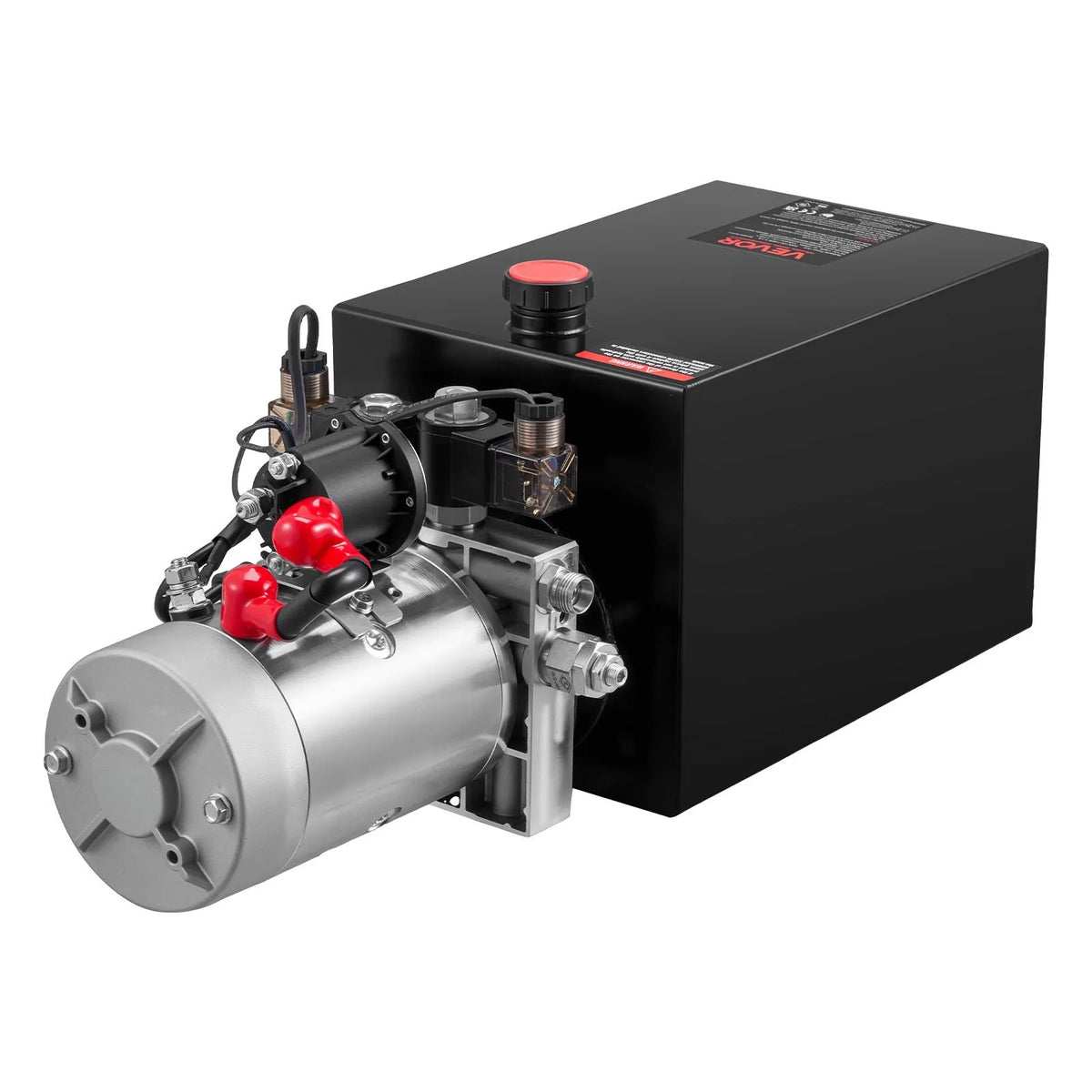 VEVOR 12 L Hydraulic Power Station, Dual-Acting 12 V Hydraulic Pump for Dump Trailers, Maximum Pressure 22 MPa, Flow Rate 3.4 L/min, Hydraulic Pump with Metal Oil Tank for Vehicle Lifting