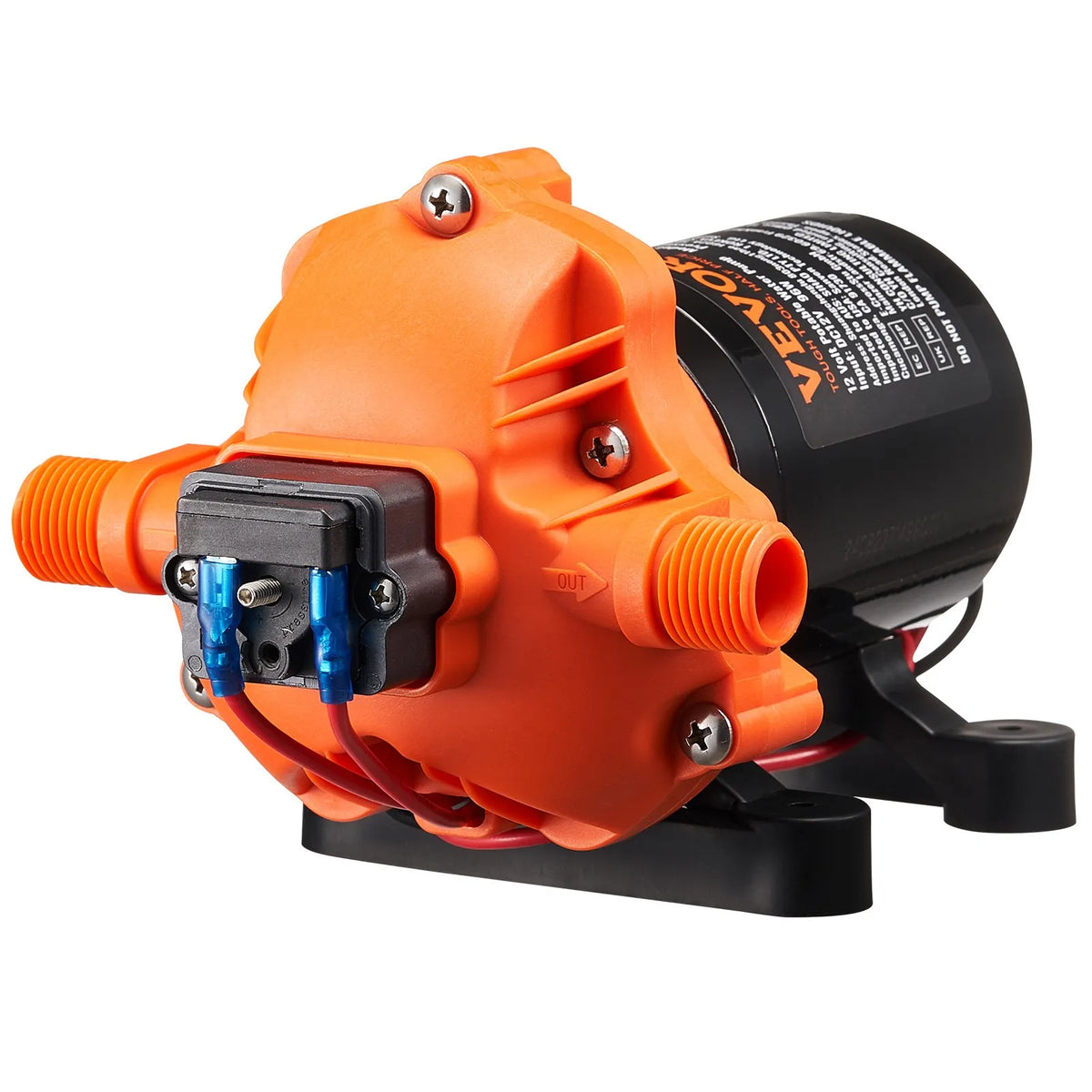 VEVOR 12 V Diaphragm Water Pump, 11.36 l/min, 3-Chamber Design, Automatic Pressure Switch with Adjustable Pressure 2.7–6.9 bar, Rated Pressure 3.4 bar, 12.7 mm MNPT Connection
