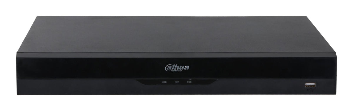 Dahua NVR5216-16P-EI2 16-channel network video recorder with 16 PoE ports, WizSense, 2 HDD bays, 8K HDMI, 32 MP, black