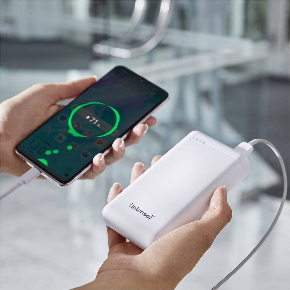 Intenso XS20000 20 000 mAh powerbank – USB-A un USB-C, balts