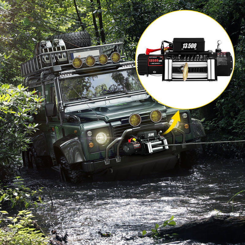 VEVOR elektriskā vinča - 6123 kg ar tērauda trosi, 12V jaudīgu motoru un bezvadu tālvadības pulti