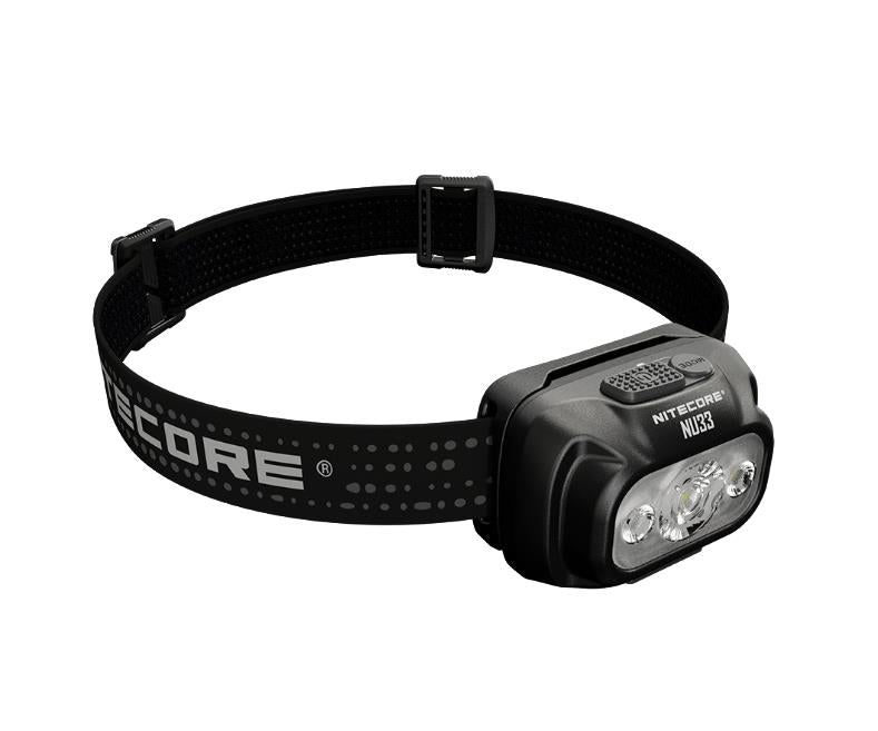 NITECORE NU33 LED galvas lukturis, 700 lm, USB-C uzlāde, sarkanā un baltā gaisma, IP66