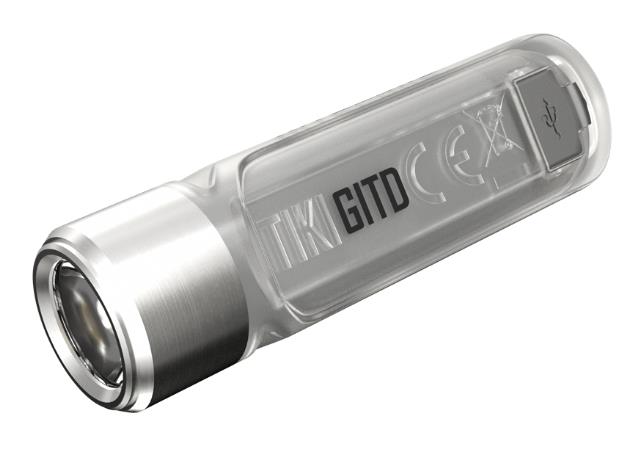 Nitecore TIKI GITD BLUE LED atslēgu piekariņa lukturis 300 lm, USB uzlāde, IP66