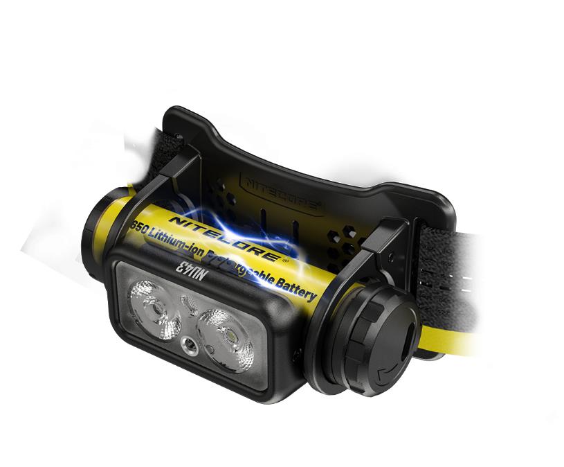 NITECORE NU43 LED headlamp, 1400 lm, USB-C charging, 3400 mAh, IP68, black/yellow