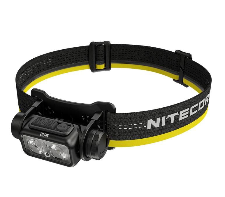 NITECORE NU43 LED headlamp, 1400 lm, USB-C charging, 3400 mAh, IP68, black/yellow