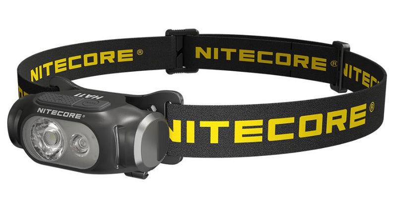 NITECORE HA11 LED galvas lukturis, 240 lm, AA baterija, sarkanā un baltā gaisma, melns/dzeltens