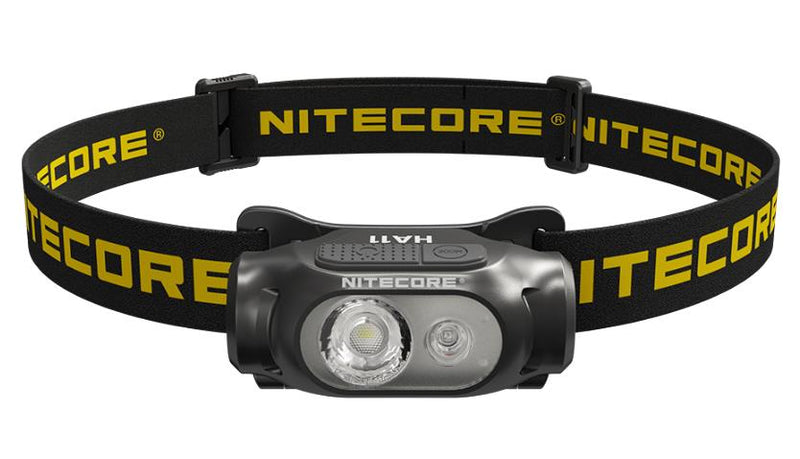 NITECORE HA11 LED galvas lukturis, 240 lm, AA baterija, sarkanā un baltā gaisma, melns/dzeltens