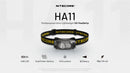 NITECORE HA11 LED galvas lukturis, 240 lm, AA baterija, sarkanā un baltā gaisma, melns/dzeltens
