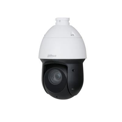 DAHUA 4 MP WizSense PTZ kupolveida IP kamera ar 25× optisko tālummaiņu, 100 m infrasarkano apgaismojumu, PoE+, SMD 4.0 un IP66, balta