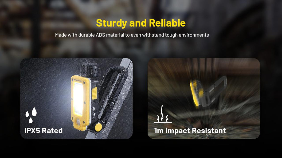 NITECORE NWL20 COB darba lampa, 600 lm, uzlādējama, 5000 mAh, darba un remonta apgaismojumam