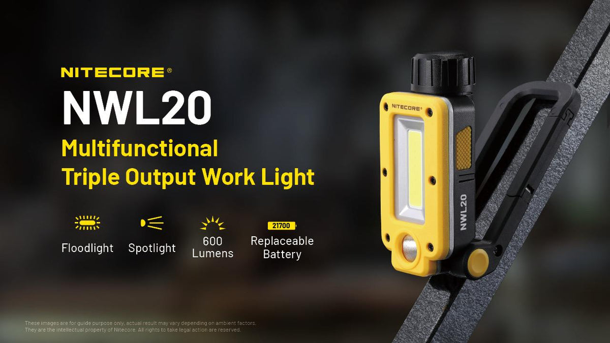 NITECORE NWL20 COB darba lampa, 600 lm, uzlādējama, 5000 mAh, darba un remonta apgaismojumam