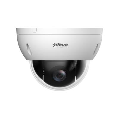 DAHUA 4 MP vandalizturīga PTZ kupolveida IP videonovērošanas kamera ar 2,8–12 mm objektīvu, 4× optisko tālummaiņu, cilvēku un transportlīdzekļu noteikšanu, PoE, IP66 un IK10, balta