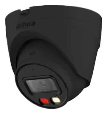 DAHUA 4 MP Turret IP Security Camera with 2.8 mm Lens, Smart Dual Illumination up to 30 m, Human and Vehicle Detection, Microphone, PoE and IP67, Black