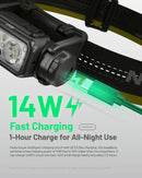 NITECORE NU45 LED galvas lukturis, 1700 lm, USB-C ātrā uzlāde, 4000 mAh akumulators, IP68