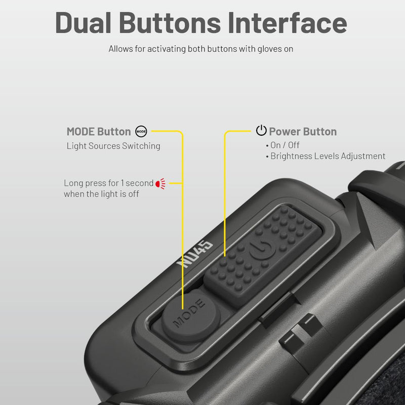 NITECORE NU45 LED galvas lukturis, 1700 lm, USB-C ātrā uzlāde, 4000 mAh akumulators, IP68