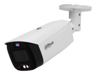 DAHUA 8-мегапиксельная цилиндрическая IP-камера видеонаблюдения с объективом 2,8 мм, функцией адаптивной дневной/ночной съемки на расстоянии до 30 м, активным сдерживанием, двунаправленным аудио, PoE и степенью защиты IP67, белого цвета
