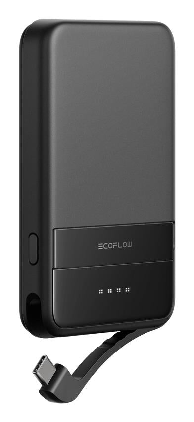 ECOFLOW USB ārējais akumulators 5000 mAh RAPID, 3,7 V. 1 × USB - C ports, bezvadu uzlāde līdz 15 W, 30 W. melna. - ZEMLETES.LV