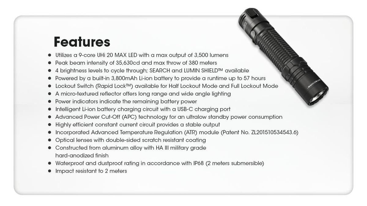 NITECORE EDC31 LED EDC Torch, 3500 lm, 380 m Operating Distance, USB-C Charging, 3800 mAh Battery