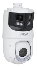 DAHUA 8 + 4 MP panorāmas PTZ IP videonovērošanas kamera ar 180° skata leņķi, 25× optisko tālummaiņu, automātisko izsekošanu, aktīvo atturēšanu, PoE+ un IP66, balta