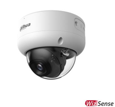 DAHUA 6 MP kupolveida IP videonovērošanas kamera ar 2,8 mm objektīvu, viedo dubulto apgaismojumu, mikrofonu, PoE, IP67 un IK10, balta