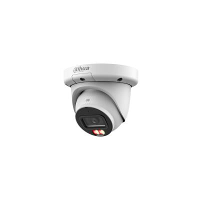 DAHUA 6 MP kupolveida IP videonovērošanas kamera ar 2,8 mm objektīvu, viedo dubulto apgaismojumu līdz 30 m, sejas noteikšanu, mikrofonu, PoE un IP67, balta