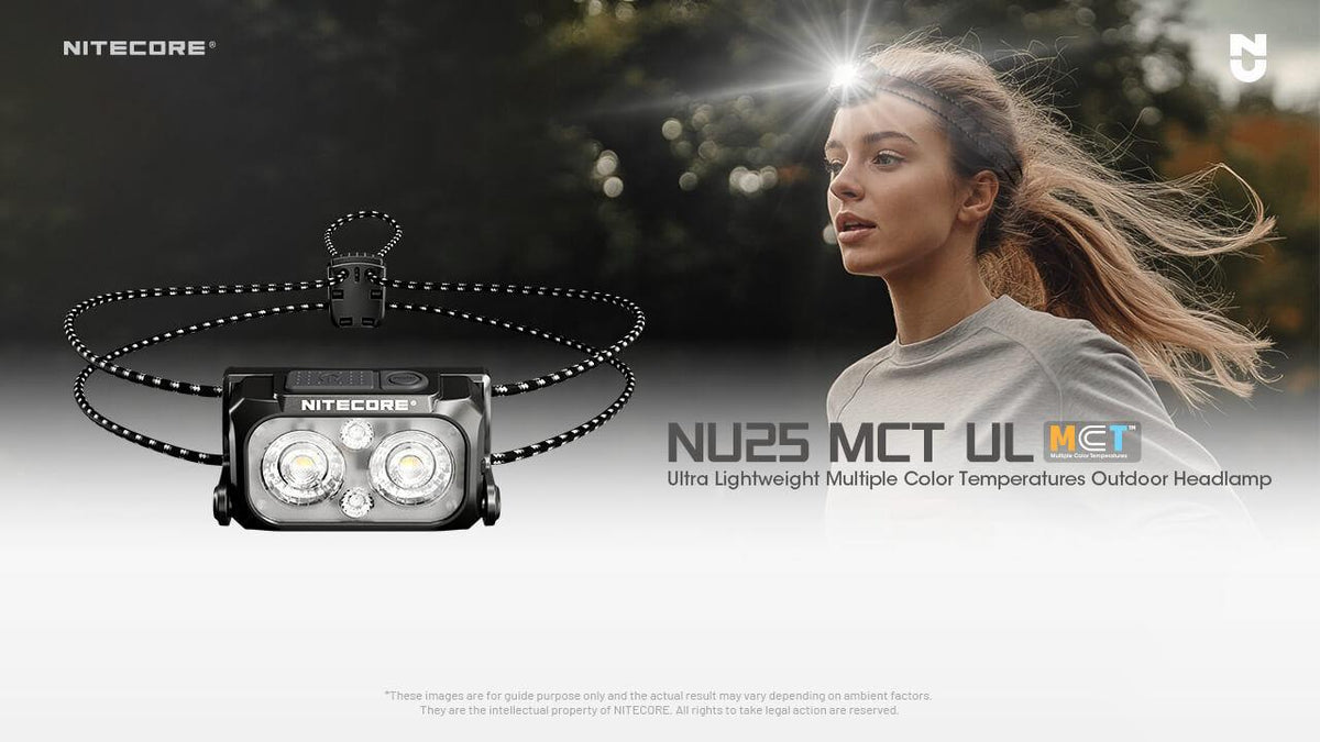 Налобный фонарь NITECORE NU25 MCT UL LED, 400 лм, сверхлегкий, 3 режима освещения, аккумулятор 700 мАч