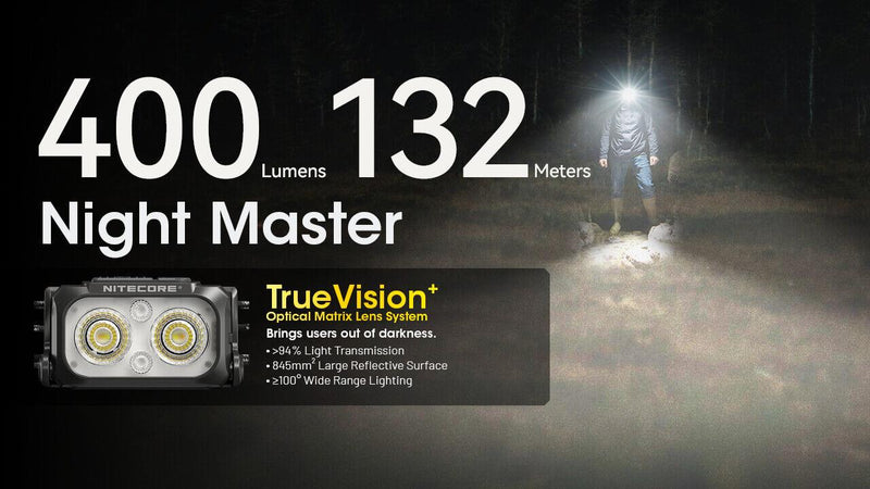 NITECORE NU25 MCT UL LED galvas lukturis, 400 lm, īpaši viegls, 3 gaismas toņi, 700 mAh akumulators