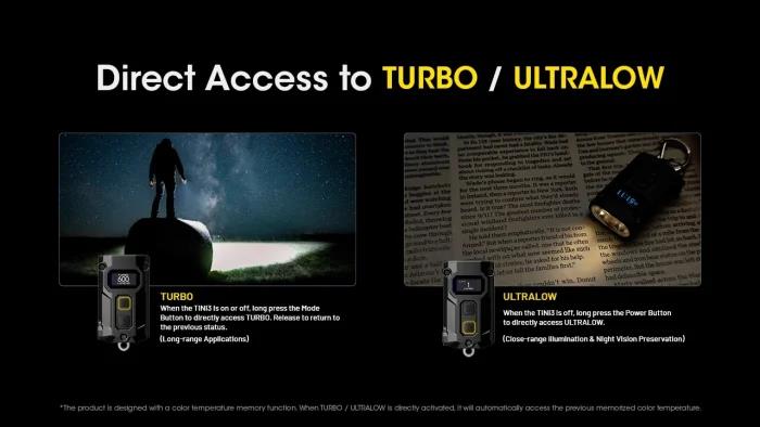 Nitecore TINI3 — перезаряжаемый фонарик-брелок на ключи, 600 лм, с OLED-дисплеем и зарядкой через USB-C