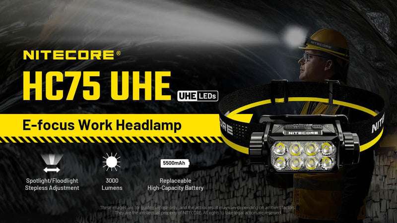 Nitecore HC75 UHE galvas lukturis 3000 lm, 192 m, USB-C, IP68