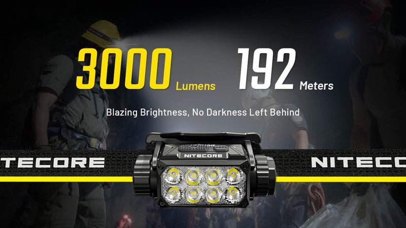 Nitecore HC75 UHE galvas lukturis 3000 lm, 192 m, USB-C, IP68