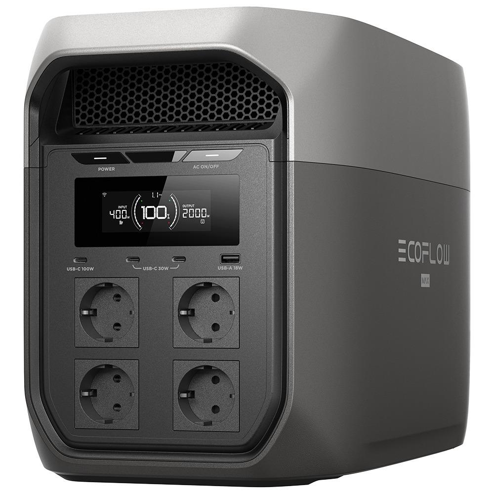 EcoFlow DELTA 3 Max 2048 Wh / 2400 W uzlādes stacija – LiFePO₄, UPS, Wi-Fi