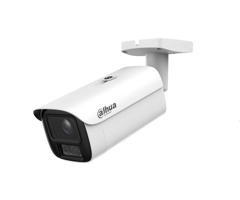 DAHUA 8 MP cilindriskā IP videonovērošanas kamera ar motorizētu 2,7–12 mm objektīvu, viedo dubulto apgaismojumu līdz 60 m, AcuPick, cilvēku skaitīšanu, mikrofonu, PoE+, ePoE, IP67 un IK10, balta