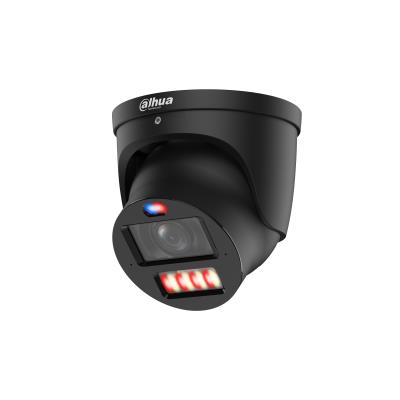 DAHUA 8 MP kupolveida IP videonovērošanas kamera ar motorizētu 2,7–12 mm objektīvu, viedo dubulto apgaismojumu, aktīvo atturēšanu, divvirzienu audio, PoE+ un IP67, melna
