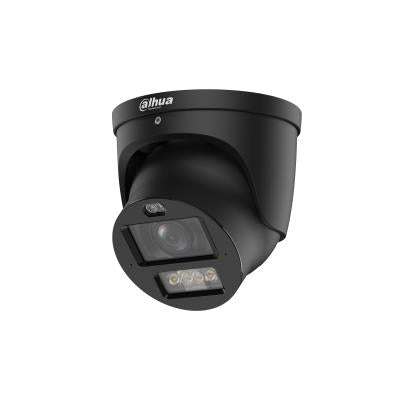 DAHUA 8 MP kupolveida IP videonovērošanas kamera ar motorizētu 2,7–12 mm objektīvu, viedo dubulto apgaismojumu, aktīvo atturēšanu, divvirzienu audio, PoE+ un IP67, melna