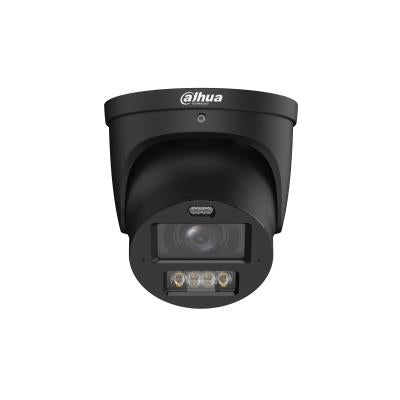 DAHUA 8 MP kupolveida IP videonovērošanas kamera ar motorizētu 2,7–12 mm objektīvu, viedo dubulto apgaismojumu, aktīvo atturēšanu, divvirzienu audio, PoE+ un IP67, melna