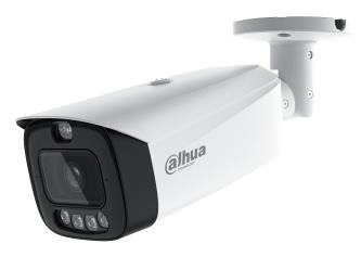 DAHUA 8 MP cilindriskā IP videonovērošanas kamera ar 3,6 mm objektīvu, WizColor, 60 m nakts redzamību, aktīvo atturēšanu, divvirzienu audio, AcuPick, PoE+ un IP67, balta