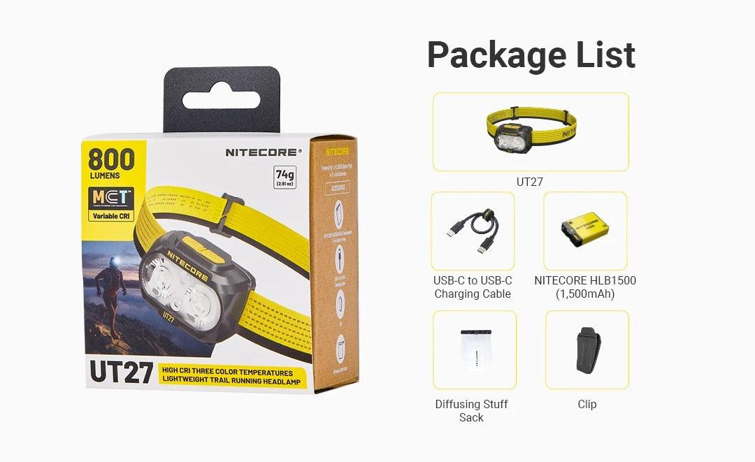 Фонарь NITECORE UT27 MCT LED с гальваническим покрытием, 800 лм, три цветовые температуры, зарядка через USB-C, 74 г