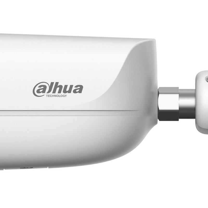 DAHUA 8 MP cilindriskā IP videonovērošanas kamera ar 2,8 mm objektīvu, viedo dubulto apgaismojumu līdz 50 m, cilvēku skaitīšanu, mikrofonu, PoE+, ePoE un IP67, balta