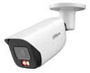 DAHUA 8 MP cilindriskā IP videonovērošanas kamera ar 2,8 mm objektīvu, viedo dubulto apgaismojumu līdz 50 m, cilvēku skaitīšanu, mikrofonu, PoE+, ePoE un IP67, balta