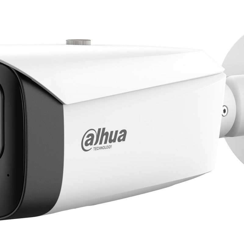 DAHUA 6 MP cilindriskā IP videonovērošanas kamera ar 3,6 mm objektīvu, WizColor, 80 m nakts redzamību, aktīvo atturēšanu, divvirzienu audio, PoE+, IP67 un IK10, balta